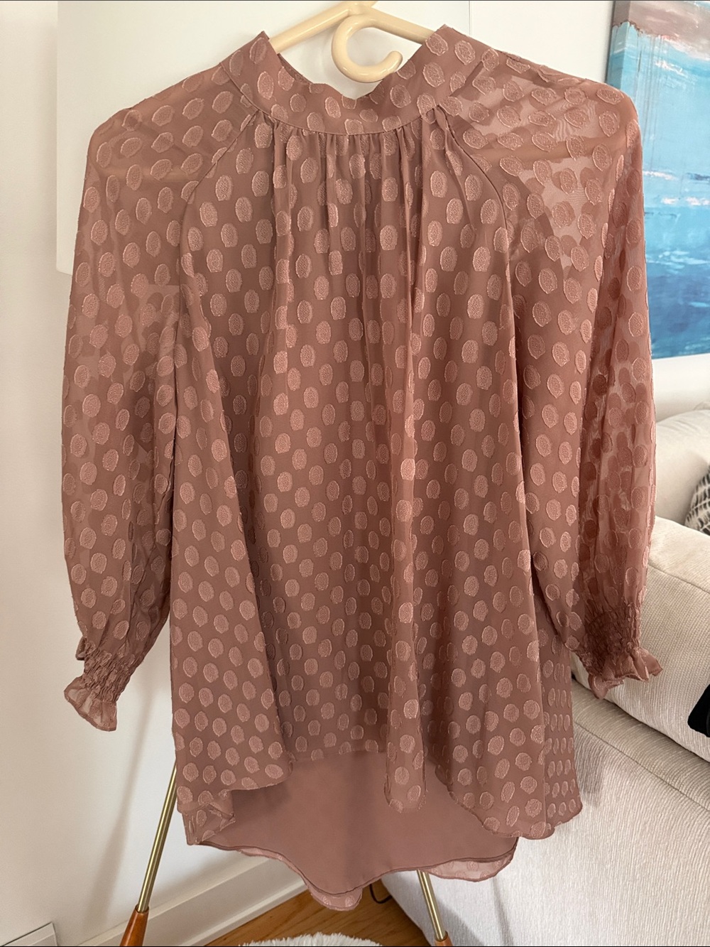 DR2 Dusty Rose Dot Sheer Blouse